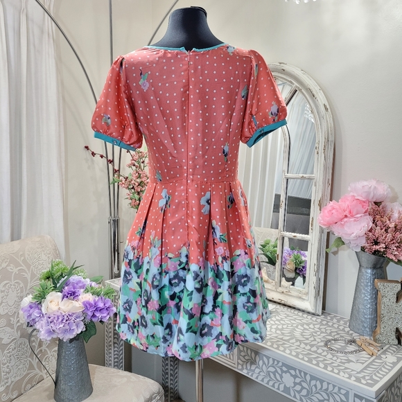 💋2 for $49 • GUD VINTAGE PUFF SLEEVES FIT AND FLARE DRESS - Picture 3 of 6